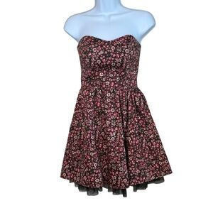 Sound‎ & Matter Pacsun Floral Whimsigoth Mini Dress XS Strapless Fairy Grunge